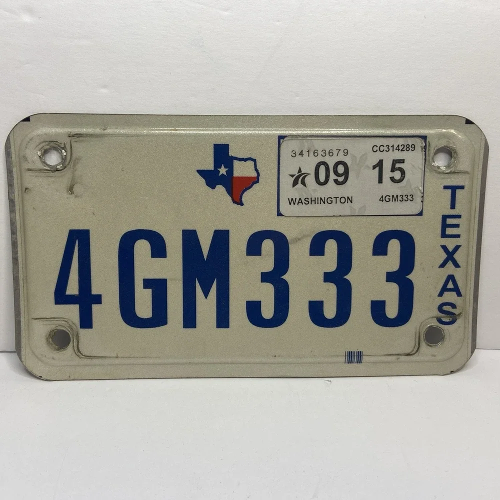 Texas   Motorcycle   Plates  Issued September 2015  Washington‎ County